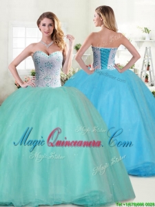 Perfect Big Puffy Apple Green Quinceanera Dress with Beading