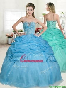 Best Selling Beaded and Pick Ups Quinceanera Dress in Baby Blue