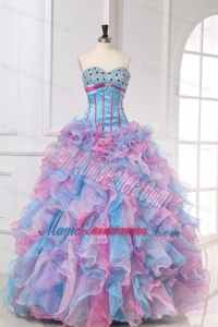 Multi-color Sweetheart Long Beading and Ruffles Quinceanera Dress