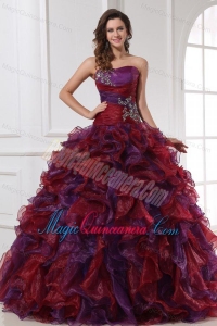 Sweetheart Appliques with Beading Organza Multi-color Quinceanera Dress