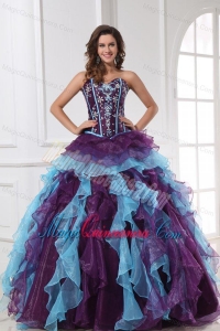 Sweetheart Beading and Appliques Multi-color Quinceanera Dress