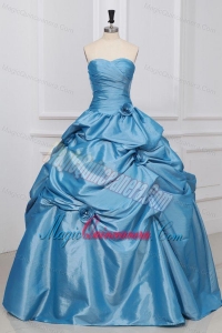 Sweetheart Hand Made Flowers Taffeta Quinceanera Dress in Light Blue