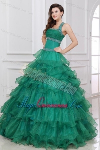 Halter Top Neck Beading and Ruffles Layered Quinceanera Dress