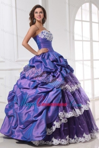 Purple Sweetheart Appliques and Pick-ups Quinceanera Dress for 2014