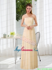 Empire Strapless Ruching and Belt Mother of the Bride Dresses with Floor Length