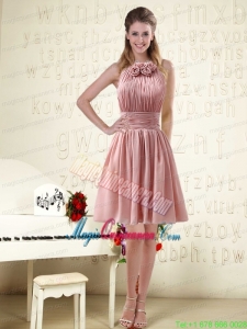 Halter Ruching and Handmade Flowers Empire Chiffon Mother Dresses