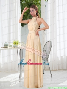 Popular Empire Halter Ruching Mother Dress with Hand Made Flowers