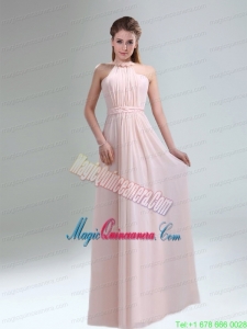 Romantic 2015 High Neck Chiffon Light Pink Mother Dress