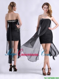 Best Selling Asymmetrical Column Dama Dress with Beaded Top and Ruching