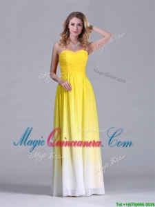 Discount Empire Sweetheart Ruched Long Dama Dress in Gradient Color