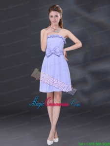 Lavender A Line Strapless Mother Dress with Bowknot