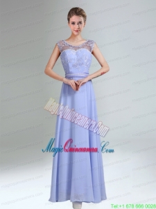 Lavender Scoop Belt and Lace Empire 2015 Mother of the Bride Dresses