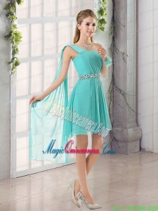 One Shoulder A Line Beading and Ruching Mother Dress for Quinceanera with Lace Up