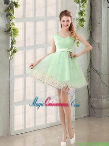 2015 Natural Organza A Line Belt Mother Dress for Quinceanera