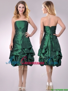 Classical Taffeta Strapless Bubble Dama Dress in Dark Green