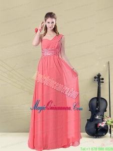 Decent Floor Length Belt One Shoulder Mother Dress for Quinceanera Fitted
