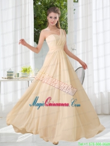 Empire One Shoulder Lace Up Mother Dress for Quinceanera with Ruching