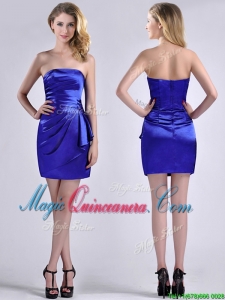 Exquisite Column Strapless Royal Blue Dama Dress in Taffeta