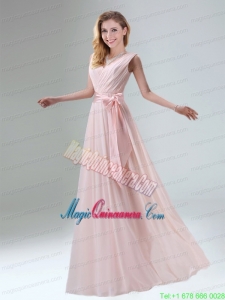 Fashionable Belt Ruching Chiffon Mother Dress for Quinceanera with Bowknot