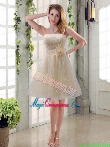Handmade Flower Strapless Lace Mother Dress for Quinceanera with Mini Length