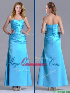 New Arrivals Sweetheart Aqua Blue Ankle Length Dama Dress in Taffeta