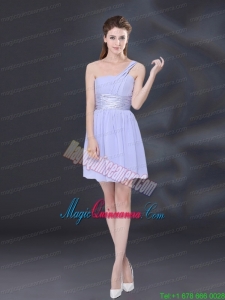 2015 Ruching and Belt Chiffon Mother Dress for Quinceanera in Lavender