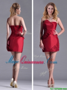 Best Selling Column Wine Red Dama Dress with Asymmetrical Neckline