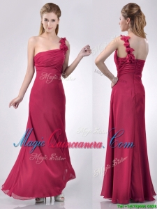 Hot Sale One Shoulder Red Dama Dress with Appliques and Ruching