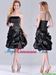 New Arrivals Strapless Taffeta Black Dama Dress in Knee Length