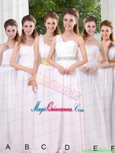 White Ruching Empire Mother Dress for Quinceanera for 2015