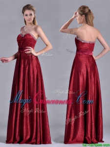 Classical Empire Sweetheart Wine Red Dama Dress with Beaded Top