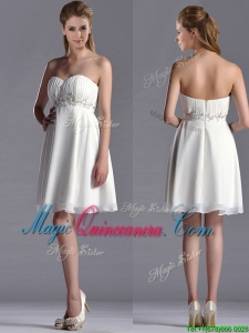 Beautiful Beaded Decorated Waist Chiffon Dama Dress in White