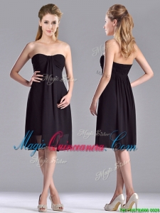 Cheap Empire Knee Length Black Dama Dress in Chiffon