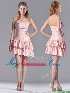 Low Price Ruffled Layers Short Dama Dress in Asymmetrical