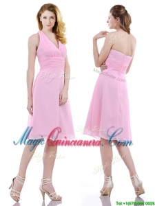 Latest Halter Top Knee Length Dama Dress in Baby Pink