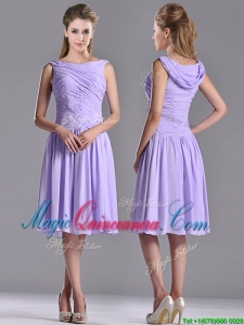 Lovely Empire Chiffon Lavender Dama Dress with Beading and Ruching