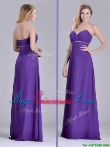 Column Sweetheart Ruching Purple Dama Dress for Celebrity