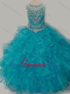 Beautiful Ball Gown Scoop Beaded Bodice Little Girl Pageant Dress with Lace Up