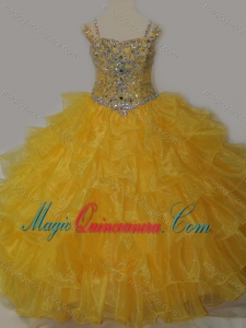 Beautiful Sweetheart Little Girl Pageant Dress with Spaghetti Straps in Yellow