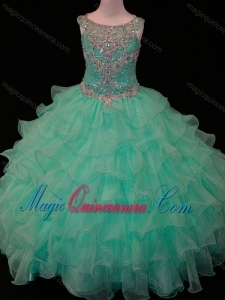 New Arrivals Mint Scoop Little Girl Pageant Dress with Beading and Ruffled Layers