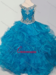 New Style Baby Blue Little Girl Pageant Dress with Beading and Ruffles