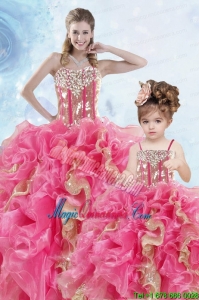 2015 Luxurious Beading and Ruffles Organza Princesita Dress in Multi-color