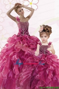 Modest Beading and Ruffles Fuchsia Princesita Dress for 2015