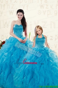 Romantic Blue Ball Gown Sequins and Ruffles Princesita Dress