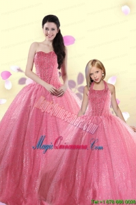 Simple Sweetheart Sequins Princesita Dress in Rose Pink For 2015