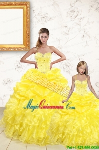 Sweetheart Beading and Ruffles 2015 Brand New Yellow Princesita Dress