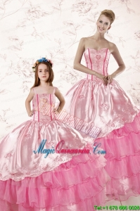 Wonderful Embroidery and Ruffles 2015 Princesita Dress in Pink