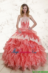 2015 Popular Watermelon Quinceanera Dresses with Strapless
