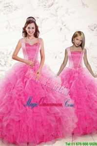 2015 Pretty Straps Hot Pink Princesita Dresses with Beading