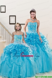 Fashionable Sweetheart Beading Princesita Dress in Aqua Blue